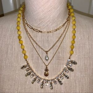 NWT WHBM YELLOW JADE GOLDTONE CONVERTIBLE NECKLACE
